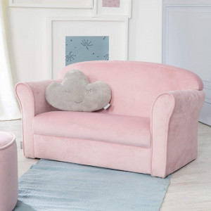 CARC1 - Mini canapea, 78 cm, divan Copii - Roz/Gri/Albastru