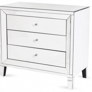 COOG501 - Comoda oglinda, dulap cu 3 sertare, dormitor, living - Argintiu