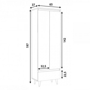 DUA501 - Dulap 65 cm pentru birou, sifonier dormitor cu 2 usi - Alb-Maro, Colectia LIAM