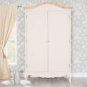 DUC106 - Dulap crem, sifonier dormitor dublu cu bara pentru umerase, manere tip cristal - Colectia Genova