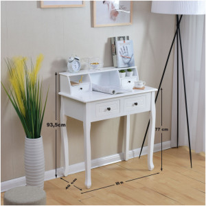 MAA602 - Masa toaleta, 80 cm, consola cosmetica machiaj masuta vanity make-up cu raft pentru hol - Alb
