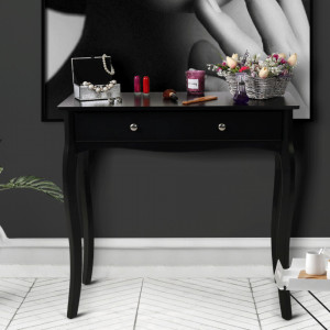 MAN601 - Masa toaleta, 80 cm, consola cosmetica machiaj masuta vanity make-up cu raft pentru hol - Negru