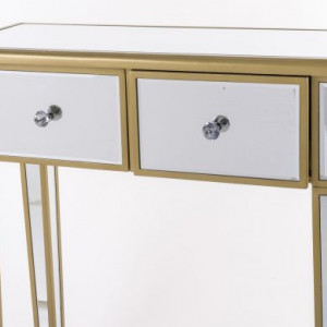 MAOG501 - Masa toaleta oglinda, masuta consola, 80 cm, cosmetica machiaj, vanity birou, Auriu