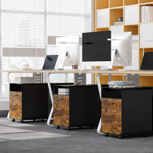 NOI11 - Noptiera 40x45x58.7 cm comoda, noptiera pentru dormitor, birou sau living, stil industrial - Maro