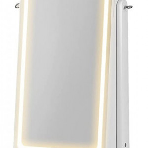 OGA16 - Oglinda caseta de bijuterii, 46 cm, dulap cu LED, dulapior cu picioare dormitor, dressing - Alb