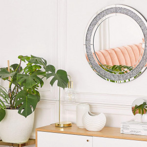 OGG117 - Oglinda 70 cm, pentru perete ornamentala dormitor, living, baie - Argintie