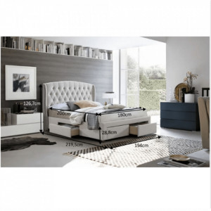 PAC601 - Pat tapitat pentru dormitor - 160/180 x200 - Crem