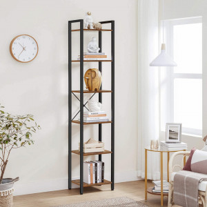 RAI25 - Rafturi 40x30x187 cm, pentru birou, living, hol, dormitor, stil industrial - Maro