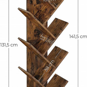 RAI37 - Rafturi, etajera 50x25x141 cm, bibioteca pentru birou, living, hol, dormitor, stil industrial - Maro