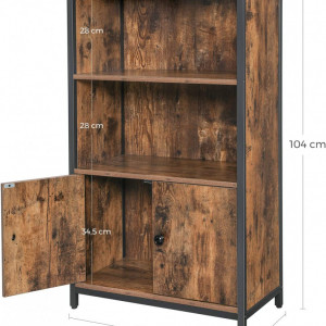 RAI39 - Rafturi, vitrina, etajera 60x32x104 cm, pentru birou, living, hol, dormitor, bucatarie, stil industrial - Maro
