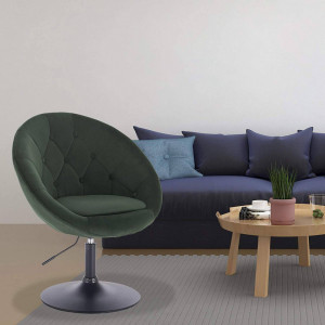SCA227 - Scaun tapitat Verde inchis catifelat pentru masa toaleta, birou, bar, lounge, inaltime reglabila