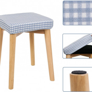 SEA221 - Set Masa toaleta, 80 cm, cosmetica machiaj oglinda masuta vanity, scaunel, taburet tapitat Alb-Maro