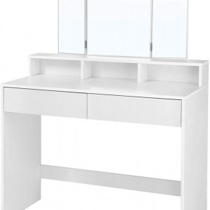 SEA340 - Set Masa alba toaleta moderna, 100 cm, cosmetica machiaj oglinda masuta vanity cu oglinda