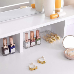 SEA344 - Set Masa toaleta cosmetica 80 cm machiaj masuta vanity, oglinda make-up, cosmetica - Alb