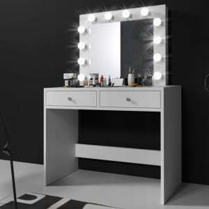 SEA504 - Set Masa toaleta cosmetica machiaj oglinda masuta vanity, oglinda cu LED-uri - Alb, Maro sau Negru