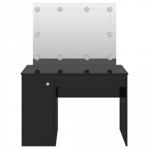 SEN704 - Set Masa toaleta, 110 cm, cosmetica machiaj cu oglinda cu LED, masuta vanity - Negru Lucios