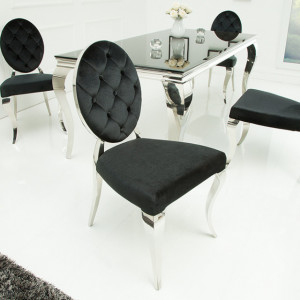 SCAG203 - Scaun tapitat cu picioare din metal, living, dining - Argintiu sau Negru