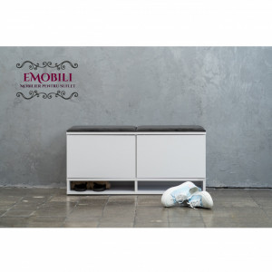 BAA503 - Banca 100x37x50 cm, Pantofar pentru Hol, pantofi, depozitare - Alb