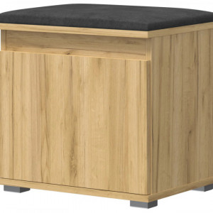 BAM509 - Banca 50x37x51 cm, Pantofar pentru Hol, pantofi, depozitare - Culoarea Stejar cu tapiterie Gri/Albastru/Verde