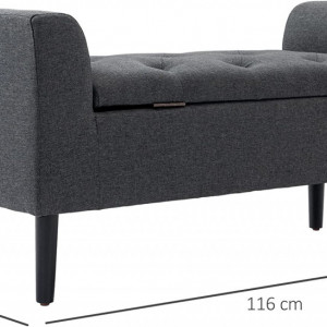 BAN242 - Bancuta 116 cm, divan, Canapea, fotoliu, sofa, bancheta, banca living, dormitor, hol, lada depozitare - Gri