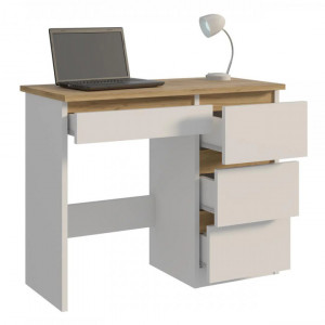 BIA516 - Birou 94 cm, masa de calculator cu 4 sertare, office - Alb-Maro, Colectia LIAM