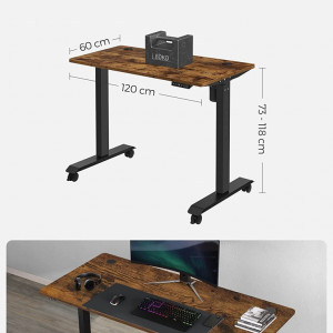 BII19 - Birou electric 120x60x73-118 cm, inaltime reglabila, masa office industriala - Maro