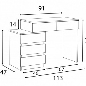 BIM504 - Birou stanga/dreapta, 113 cm, masa de calculator cu 5 sertare, office - culoarea Stejar