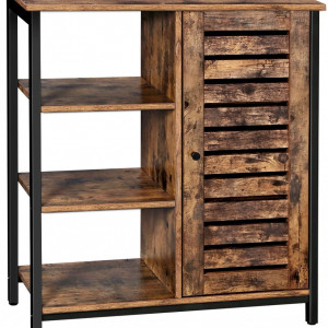 COMI202 - Comoda cu rafturi 70 cm pentru hol, living, dormitor, stil industrial - Maro