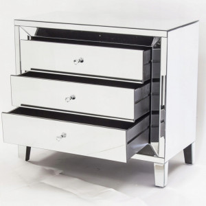 COOG501 - Comoda oglinda, dulap cu 3 sertare, dormitor, living - Argintiu