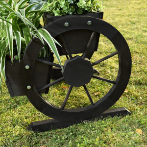JAN1 - Jardiniera trandafiri roata pentru gradina, terasa, balcon - Neagra