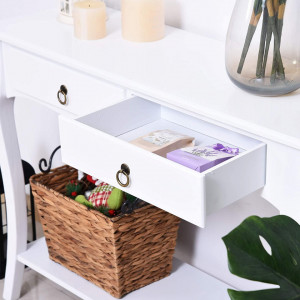 MAA212 - Masa toaleta, 100 cm, consola cosmetica machiaj masuta vanity make-up cu raft pentru hol - Alb