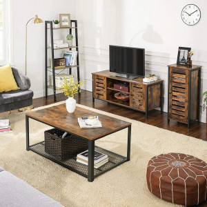 NOI10 - Noptiera inalta, 37x30x80 cm comoda ingusta pentru dormitor sau living stil industrial - Maro