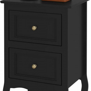 NON212 - Set 2x Noptiere, 40x30x60 cm, cu 2 sertare - Negru