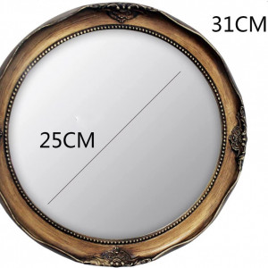 OGAU3 - Oglinda rotunda 31 cm, pentru perete, ornamentala dormitor, living - Aurie