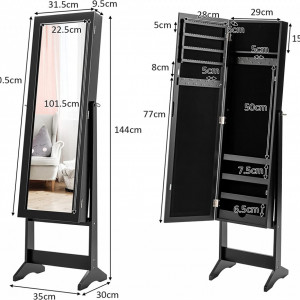 OGN11 - Oglinda caseta de bijuterii cu lumini, dulap, dulapior dormitor, dressing - Negru