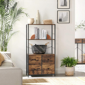 RAI21 - Rafturi 63x30x120 cm, pentru birou, living, hol, dormitor, stil industrial - Maro