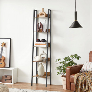 RAI30 - Rafturi 33.8x30x170 cm, pentru birou, living, hol, dormitor, stil industrial - Maro