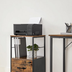 RAI34 - Rafturi, etajera 41x40.2x107.9 cm, pentru birou, living, hol, dormitor, stil industrial - Maro