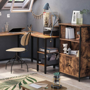 RAI39 - Rafturi, vitrina, etajera 60x32x104 cm, pentru birou, living, hol, dormitor, bucatarie, stil industrial - Maro