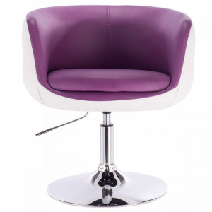 SCA228 - Scaun tapitat Alb si Violet pentru masa toaleta, birou, bar, lounge, imitatie de piele, inaltime reglabila