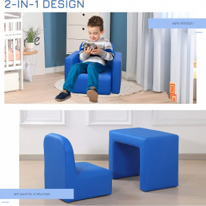 SCALC202 - 2 in 1 Mini fotoliu sau masuta si taburet, scaun, scaunel Copii - Albastru