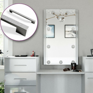 SEA265 - Set Masa alba toaleta 140 cm cosmetica machiaj, oglinda cu LED la alegere, masuta vanity