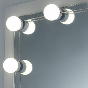SEA351 - Set Masa toaleta, 90 cm, cosmetica machiaj oglinda masuta vanity, oglinda cu LED-uri - Alb