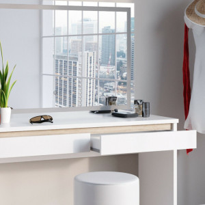 SEA370 - Set Masa alba toaleta 120 cm cosmetica machiaj, oglinda cu LED, masuta vanity