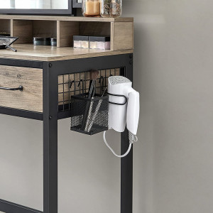 SEG206 - Set Masa toaleta, 90 cm, cosmetica machiaj cu oglinda tripla, masuta vanity - Grej stil industrial