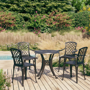 SEGN707 - Set Masa si 4 scaune gradina, terasa, balcon aluminiu turnat, la alegere masa 78 cm sau 90 cm - Negru