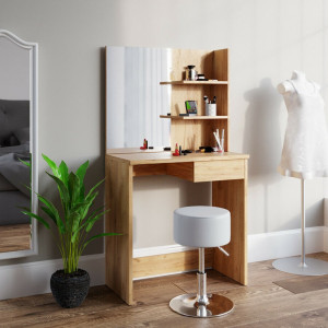 SEM217 - Set Masa toaleta 75 cm, cosmetica machiaj oglinda cu sau fara LED, masuta vanity Maro