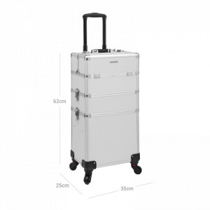 STG1 - Statie Makeup portabila, 35 cm, troler, organizator, portfard, geanta, valiza - Gri