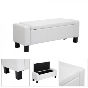 BAN110 - Bancuta, Canapea, fotoliu, sofa, bancheta, banca living, dormitor, hol, lada, ladita depozitare - Alb/Negru