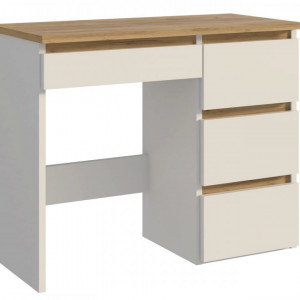 BIA516 - Birou 94 cm, masa de calculator cu 4 sertare, office - Alb-Maro, Colectia LIAM